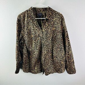 Chaps Leopard Print Long Sleeve‎ Blouse Size 2X